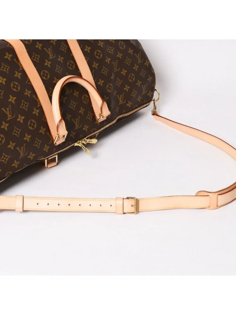 Louis Vuitton Monogram Keepall Bandouliere 55 2-Way Boston Bag Brown Canvas
